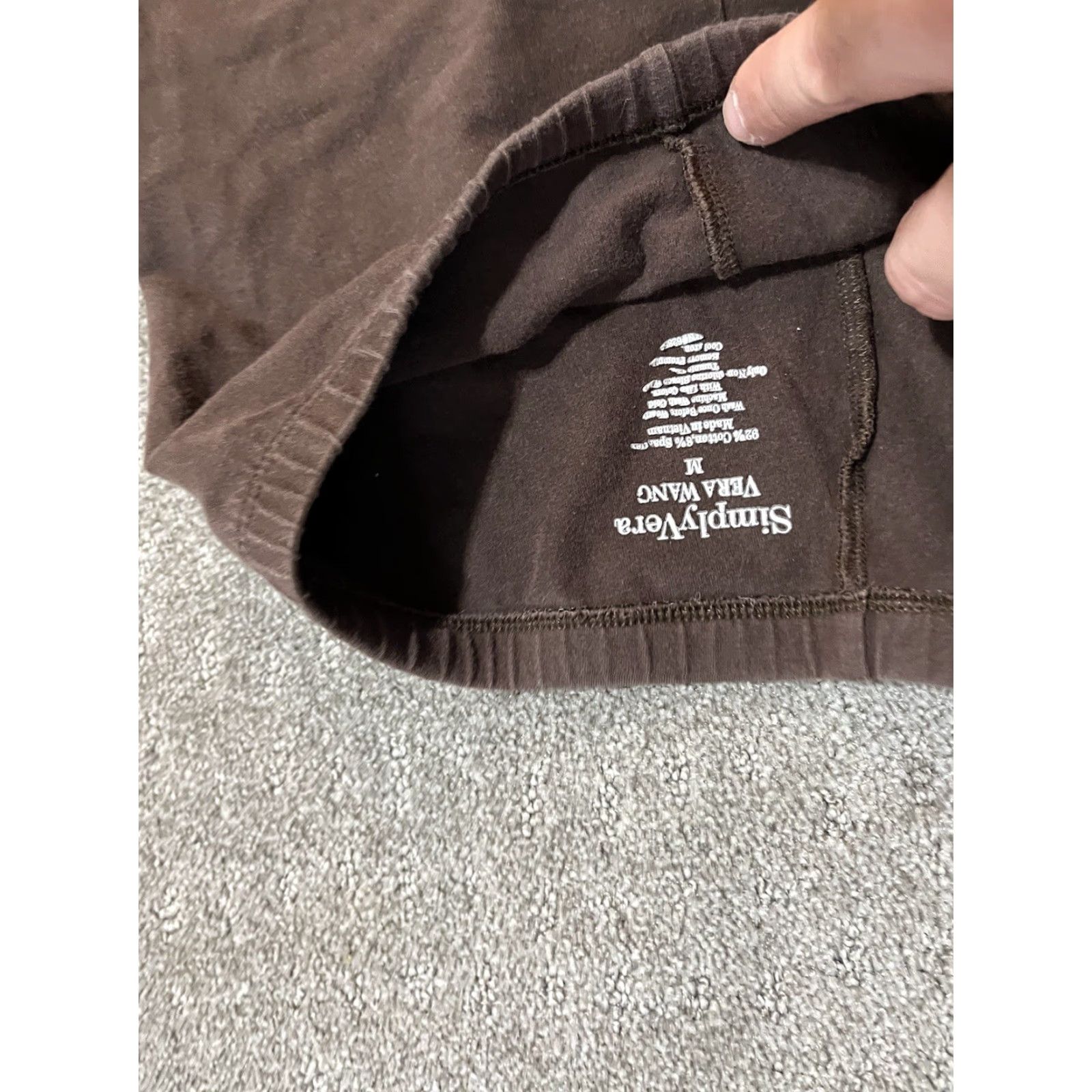 Vintage Simply Vera Wang Leggings Pants Women's Size Medium Solid Brown Stretchy Material/Weave Regular Skinny 28 in Inseam Size 32" / US 10 / IT 46 - 5 Thumbnail