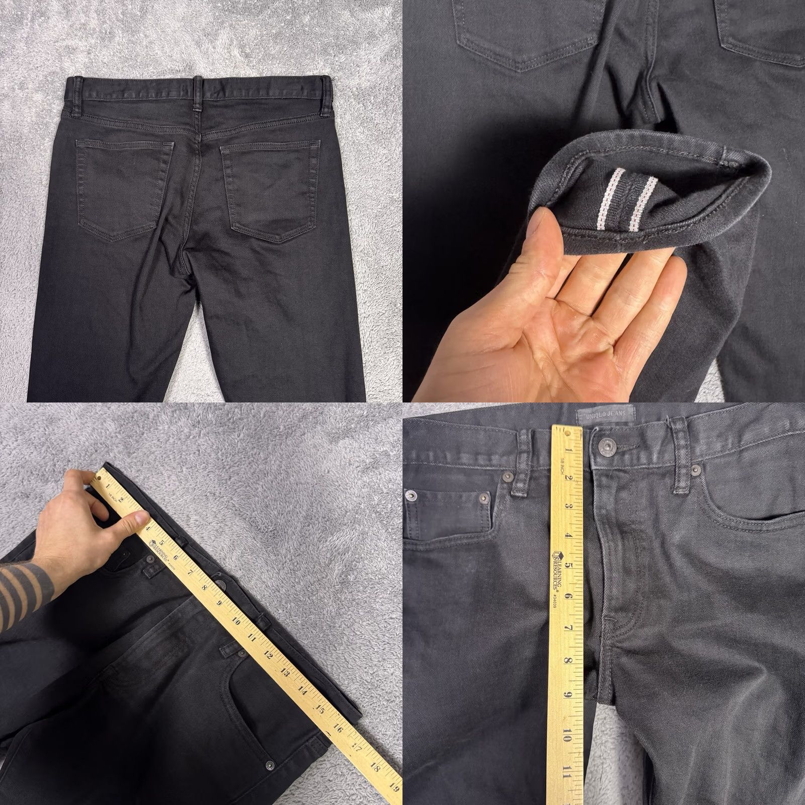 Uniqlo Uniqlo Jeans Mens 32x31 Dark Black Slim Straight Lowrise Stretch Cotton Denim Selvage 5-Pocket Size US 32 / EU 48 - 8 Thumbnail