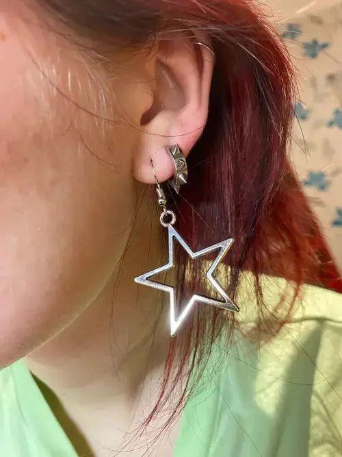 Other Silver Hollow Star Drop Earring Size ONE SIZE - 3 Thumbnail
