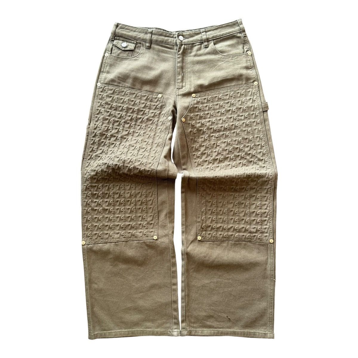 74 Is War 74 Is War Green Olive Carpenter Denim Pants Size US 34 / EU 50 - 1 Thumbnail