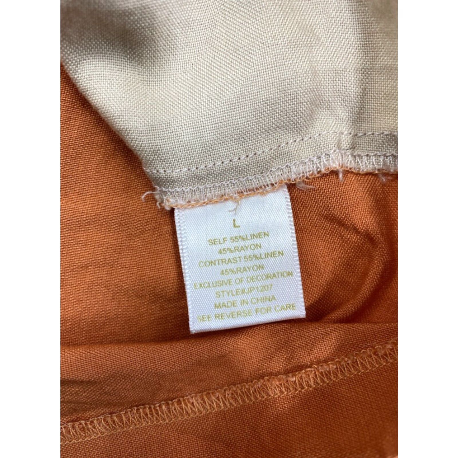 Vintage Paris & Me Shorts Women L Linen Blend Orange Burnt - Casual Bottoms Size 36" / US 14 / IT 50 - 4 Thumbnail