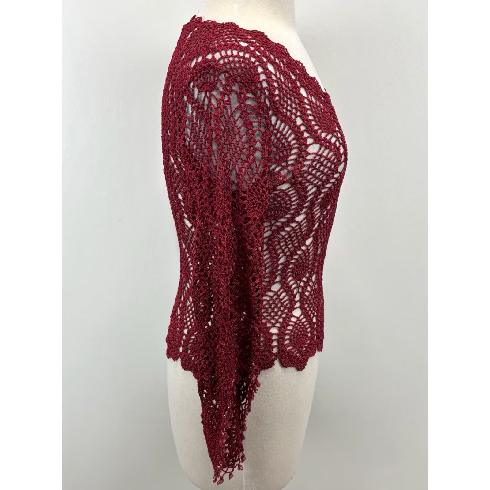 Vintage VINTAGE The Limited Handknit Sweater Women’s M Red Beaded Trim 1990s Whimsigoth Fairy Mens? Size M / US 6-8 / IT 42-44 - 4 Thumbnail