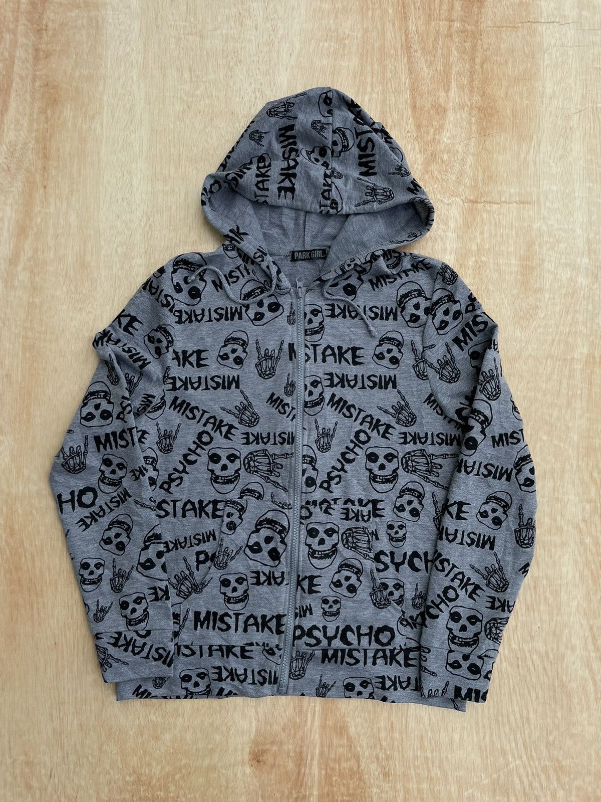 image of Hysteric Glamour x Misfits Finalpark Girl The Misfits Skull Full Print Hoodie in Grey (Size Small)