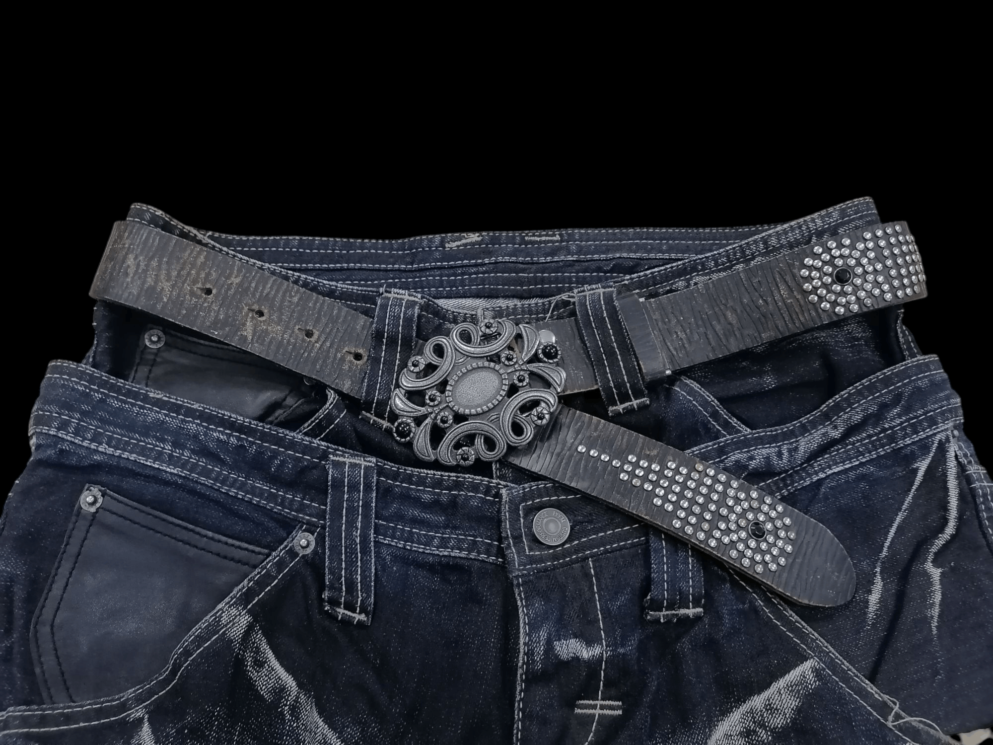 Genuine Leather × Japanese Brand Vintage Leather Studded Buckle Belts Size ONE SIZE - 1 Thumbnail