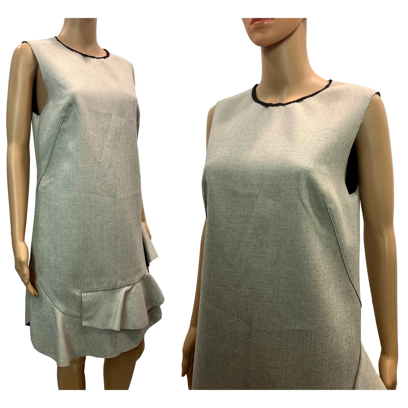 3.1 Phillip Lim 3.1 Phillip Lim Neutral Sleeveless Shift Dress w Flounce Hem Size M / US 6-8 / IT 42-44 - 7 Thumbnail