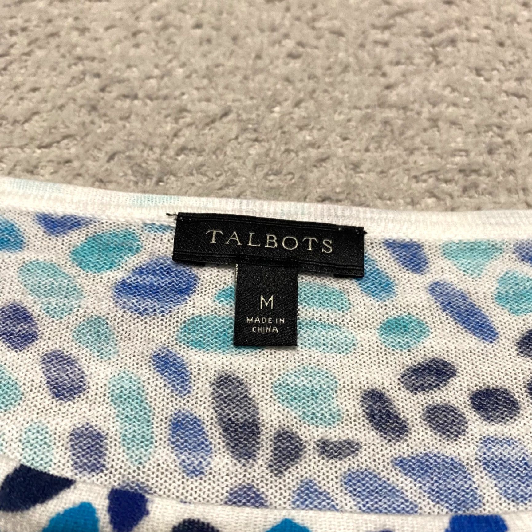 Talbots Talbots Multicolor Geometric Boat Neck Lightweight Knit Sweater Womens Medium Shirt Pullover 100% Cotton Casual Workwear Fall Winter Spring Mens? Size M / US 6-8 / IT 42-44 - 3 Thumbnail