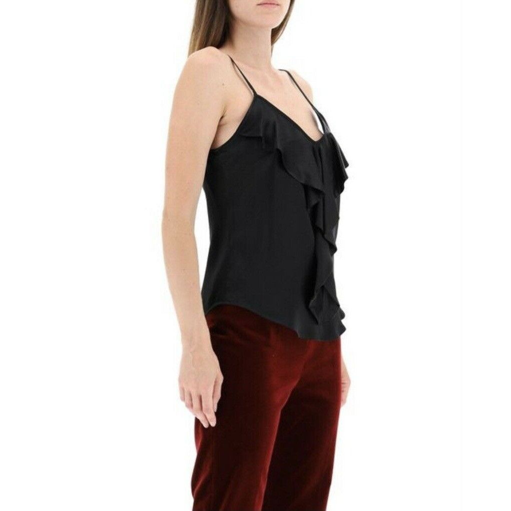 Max Mara $595 New Max Mara 6 Silk Satin Camisole Edile Tank Top Ruffl Size M / US 6-8 / IT 42-44 - 1 Thumbnail