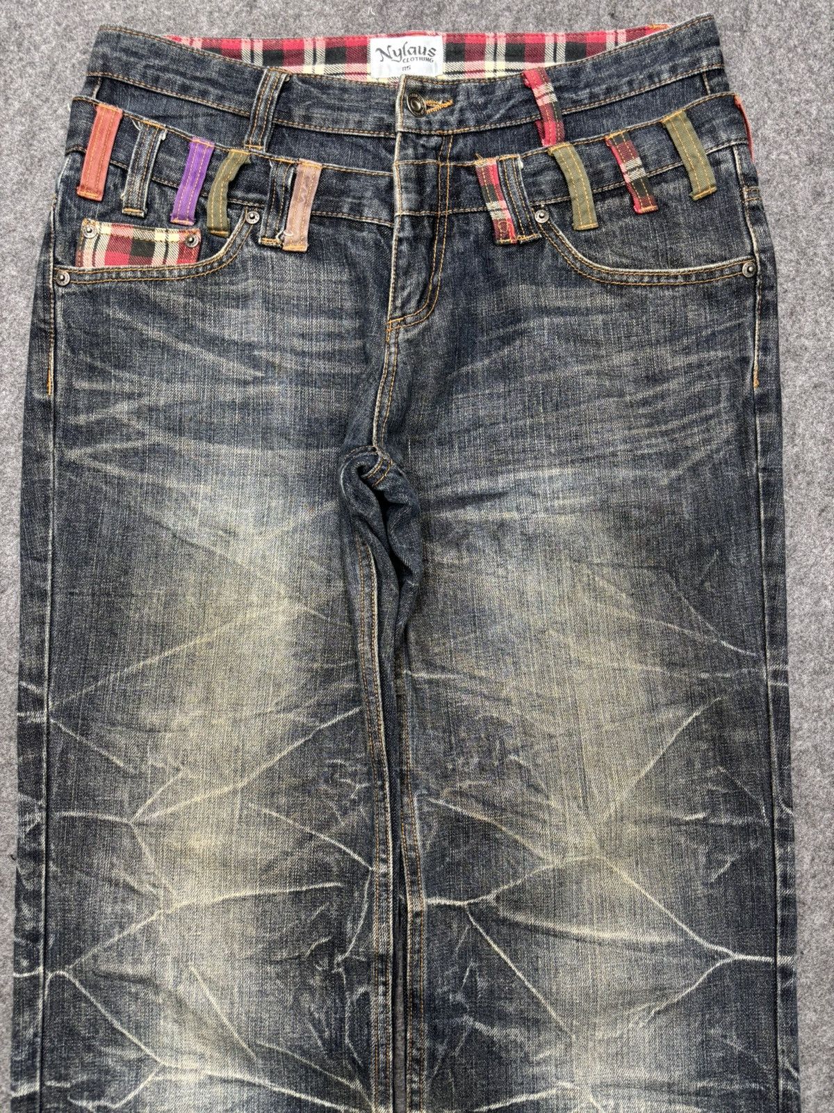 Japanese Brand 💥Double Waist💥Insane Nylaus Folding Fades Style Denim F657 Size US 33 - 9 Thumbnail