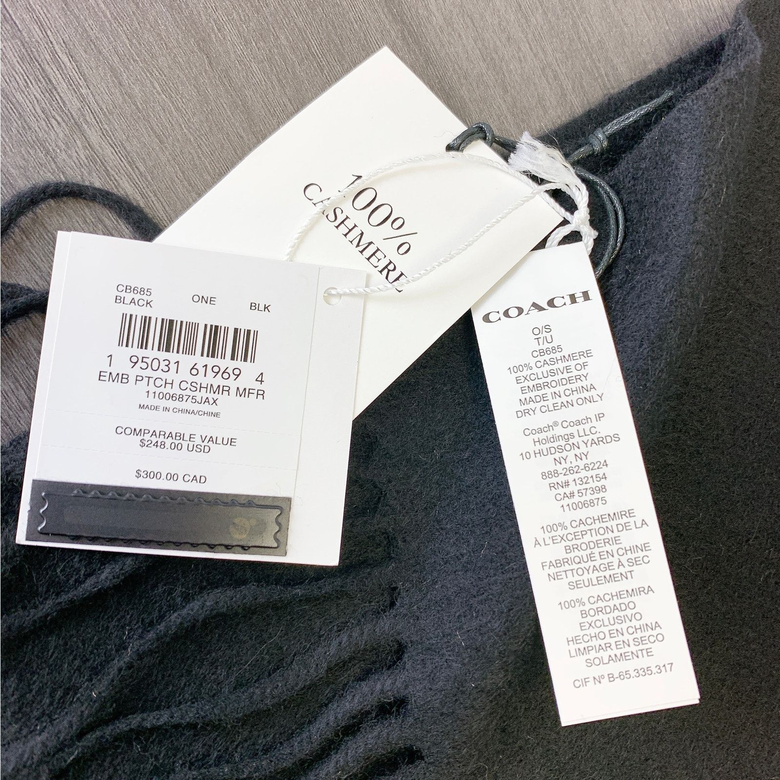 Coach Coach CB685 Embroidered Patch Cashmere Muffler IN Black Size ONE SIZE - 7 Thumbnail