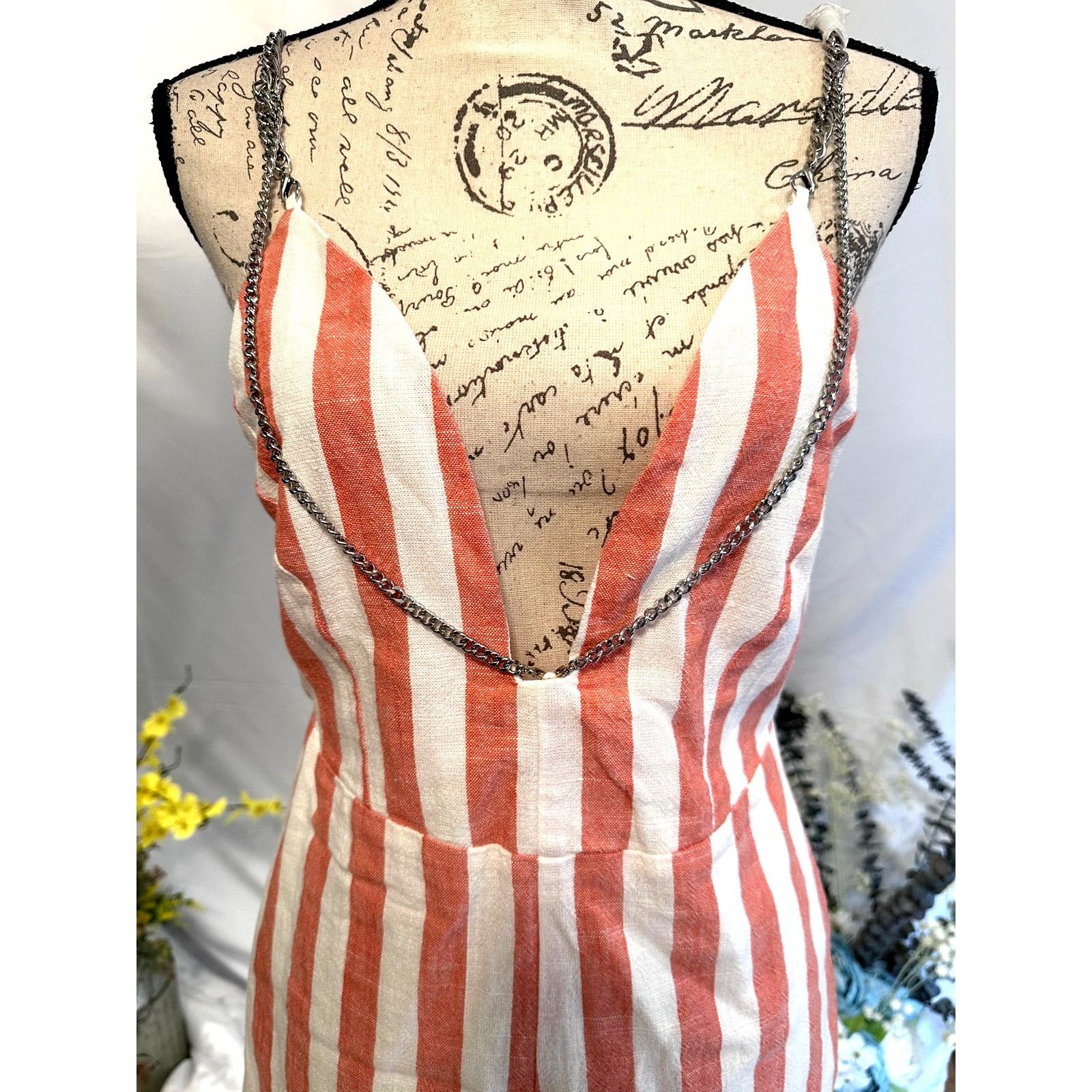 Other Millau Linen Romper Fully Lined Chain Straps Chain Accents S Size 28" / US 6 / IT 42 - 12 Thumbnail
