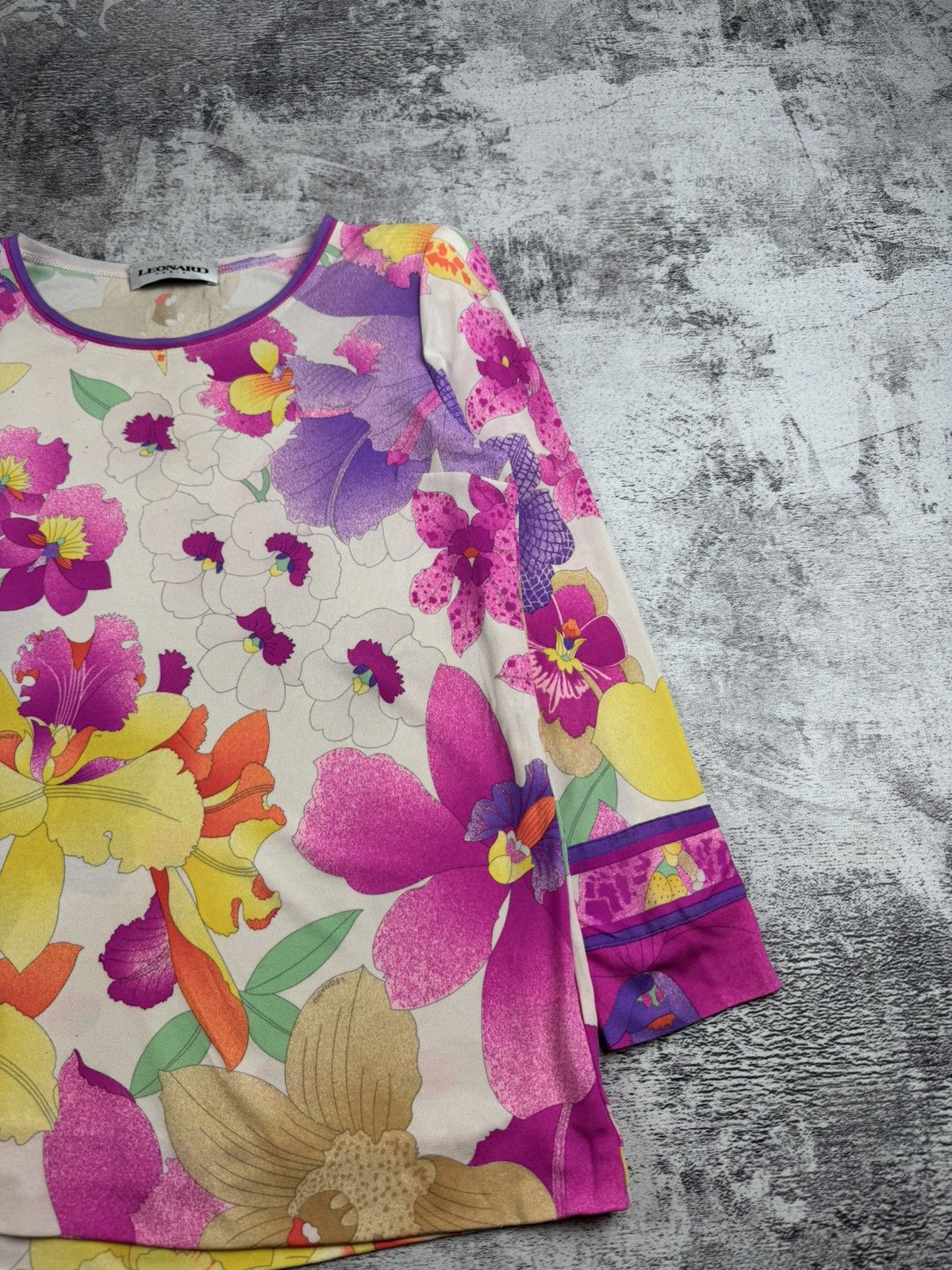 Leonard Paris × Vintage RARE Leonard Paris Floral Silk 40 Designer Tunic Dress Luxury Shirt Blouse Top Size M / US 6-8 / IT 42-44 - 7 Thumbnail
