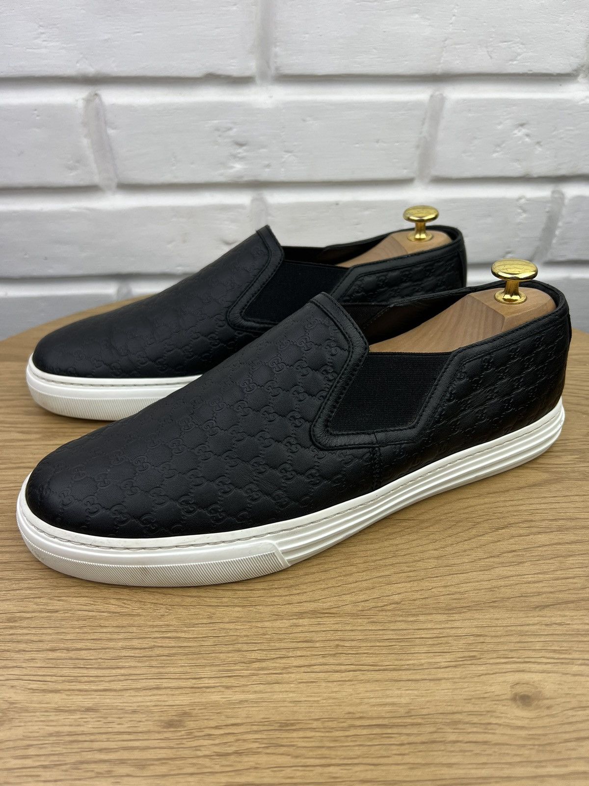 Gucci Men\'s Embossed Black Leather Slip-Ons Gucci Men main image 2