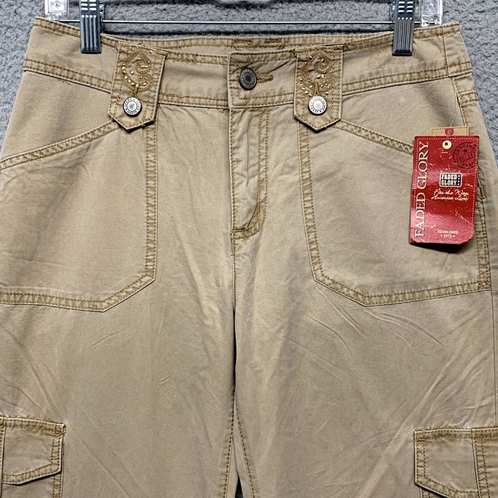 Faded Glory Faded Glory Cargo Pants Missy 6 Tan NWT Jeans Pants Cargo Size 28" / US 6 / IT 42 - 2 Thumbnail