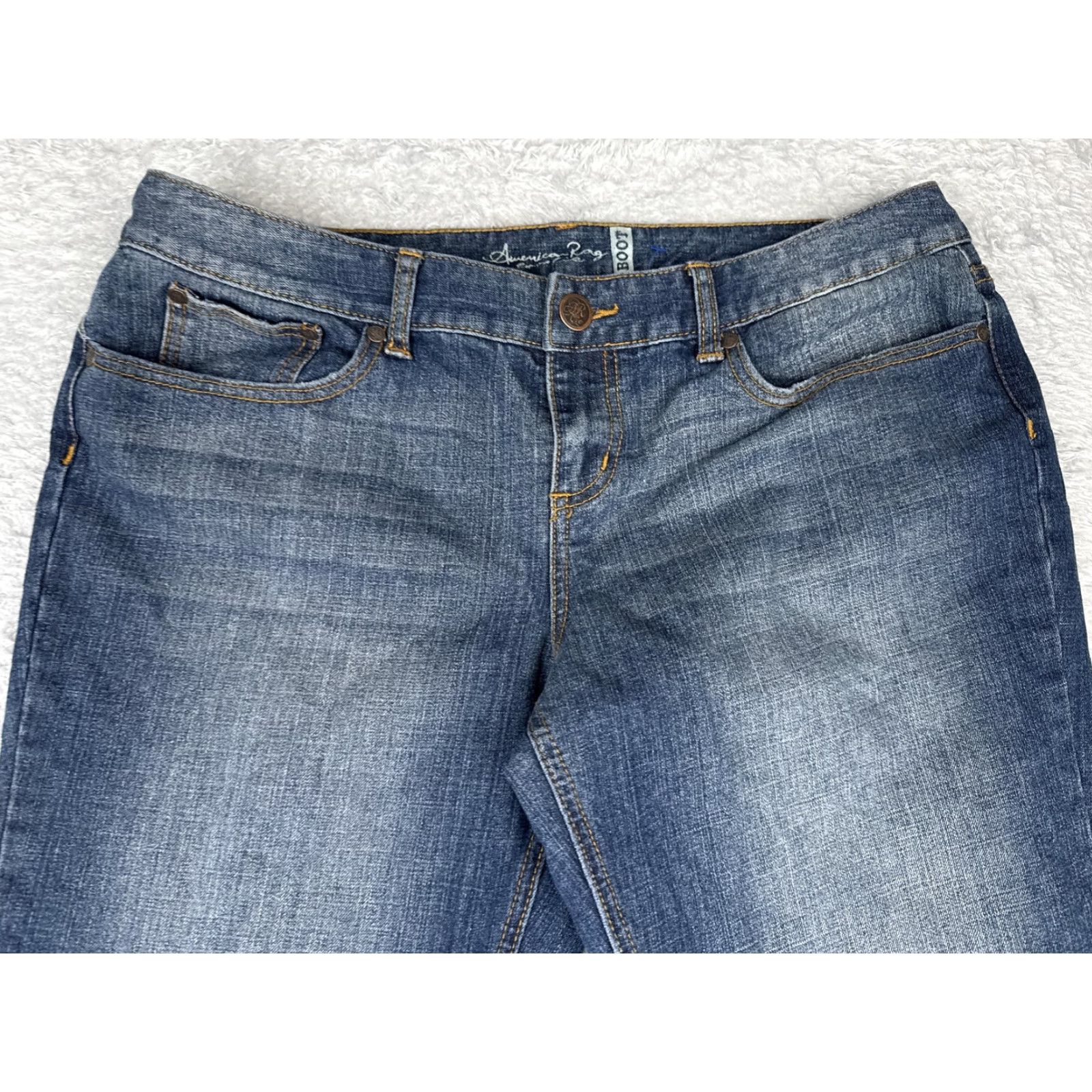 Vintage American Rag Jeans Juniors 15 Womens Blue Bootcut Stretch Denim Mid Rise Casual Size 36" / US 14 / IT 50 - 4 Thumbnail