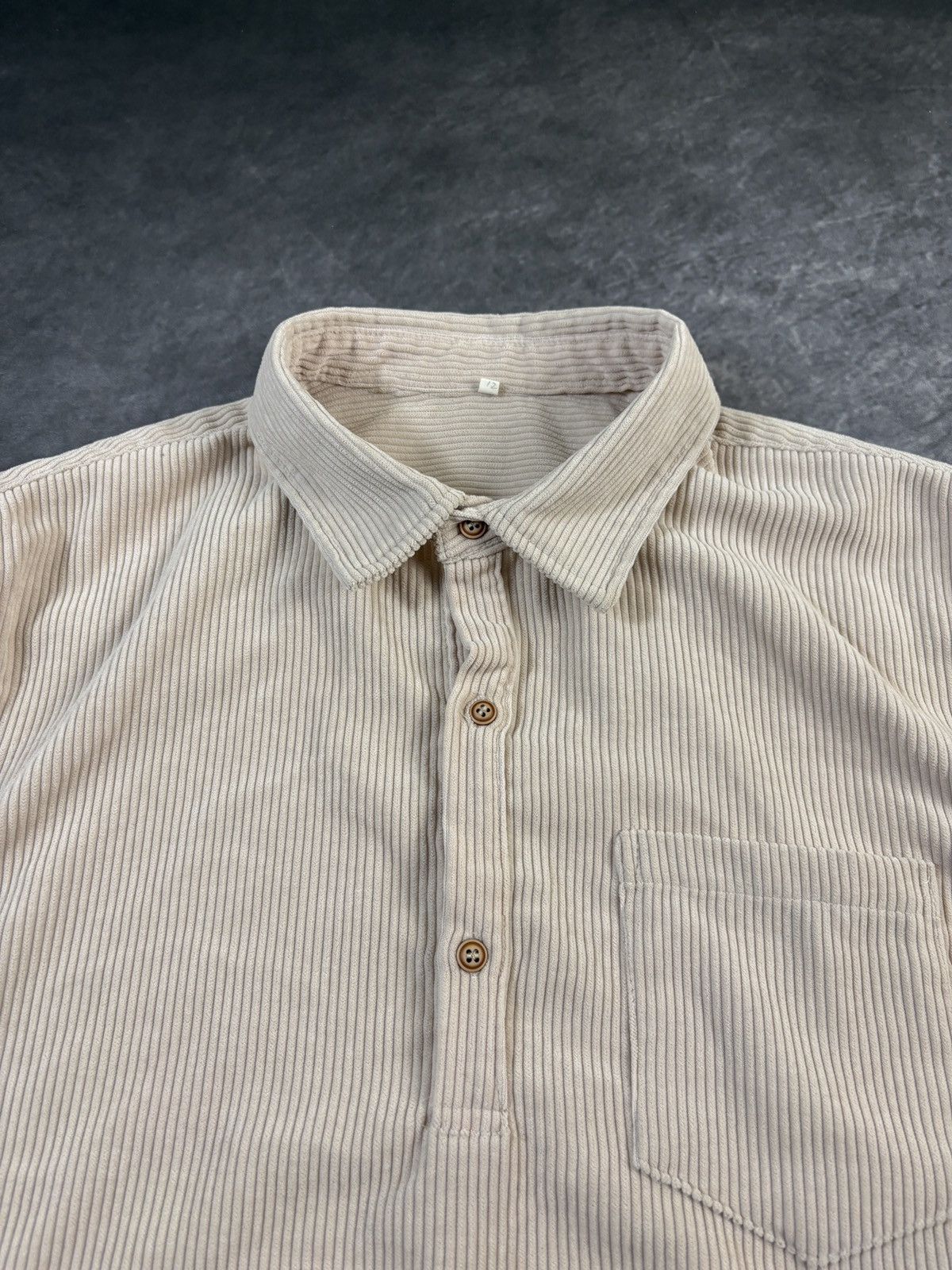 Vintage Corduroy Polo Shirt Shortsleeve Tan Brown Deep Waled Quarter Size US L / EU 52-54 / 3 - 3 Thumbnail