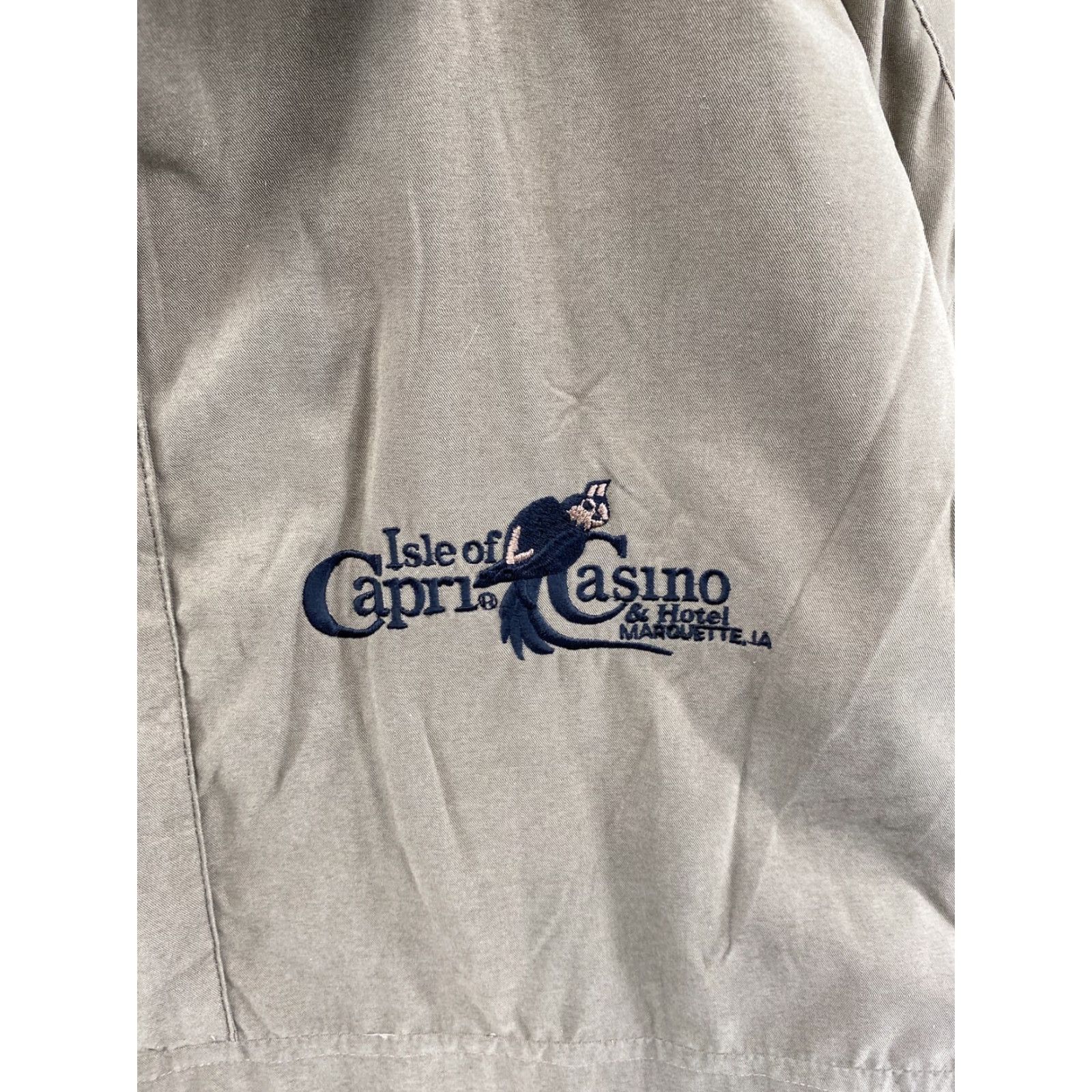 Vintage VINTAGE Isle of Capri Casino & Hotel Embroidered Windbreaker 1/2 Zip Jacket Men’s M Size Beige Nylon Satin Embroidered 90s Windbreaker Jacket Mens Size US M / EU 48-50 / 2 - 2 Thumbnail