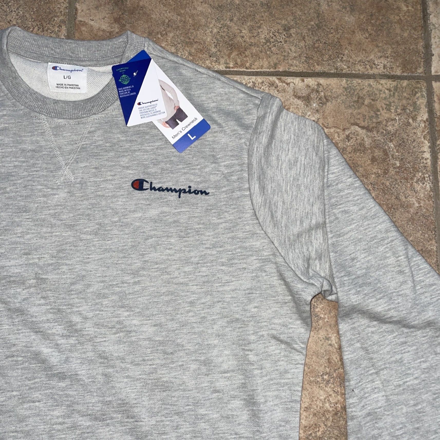Champion Champion Gray French Terry Crew Neck Sweatshirt Pullover Men’s XL Athleisure Size US XL / EU 56 / 4 - 2 Thumbnail