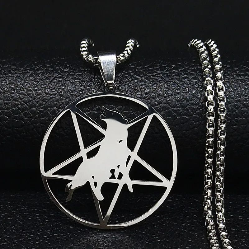 Jewelry Pentagram Wolf Pendant Charms Necklace Emblem Talisman Size ONE SIZE - 4 Thumbnail