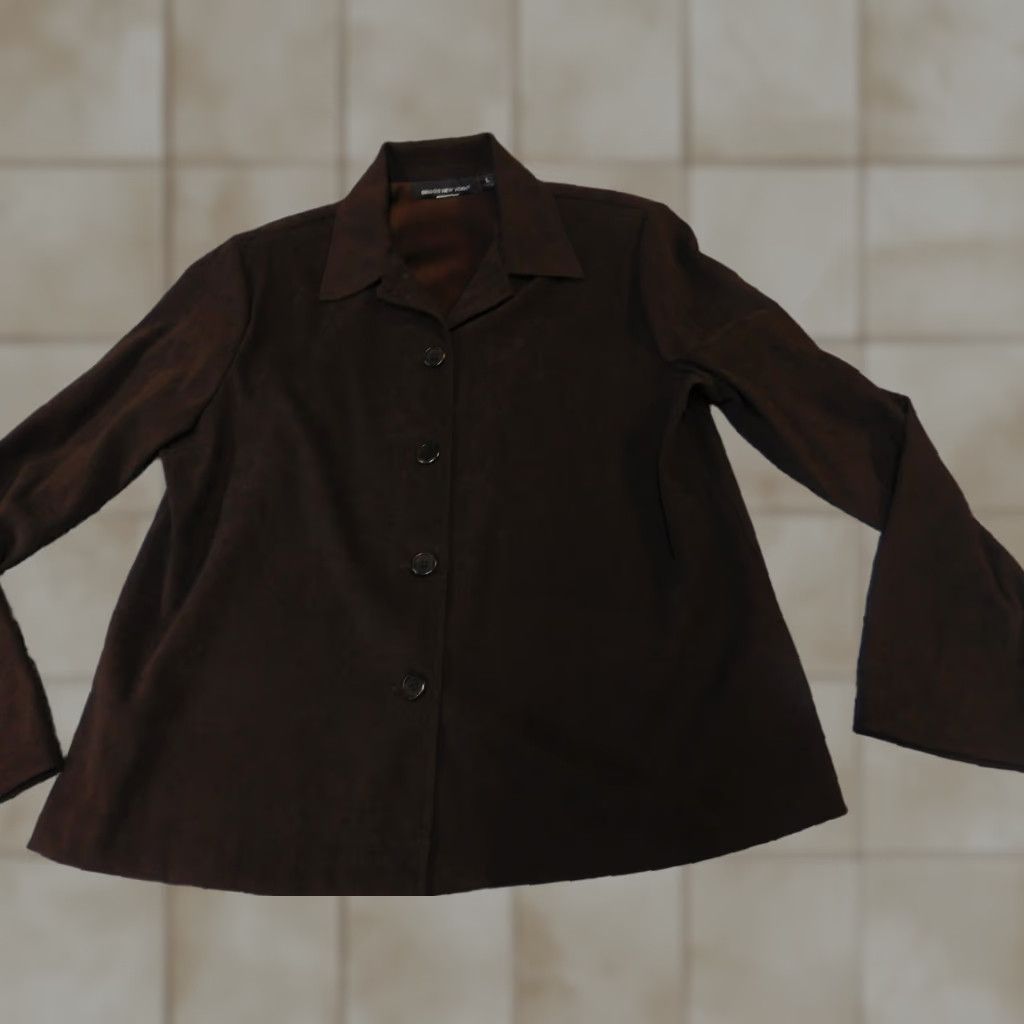 Vintage Briggs Jacket Large Brown Blazer Womens New York four button stretch Size L / US 10 / IT 46 - 1 Thumbnail