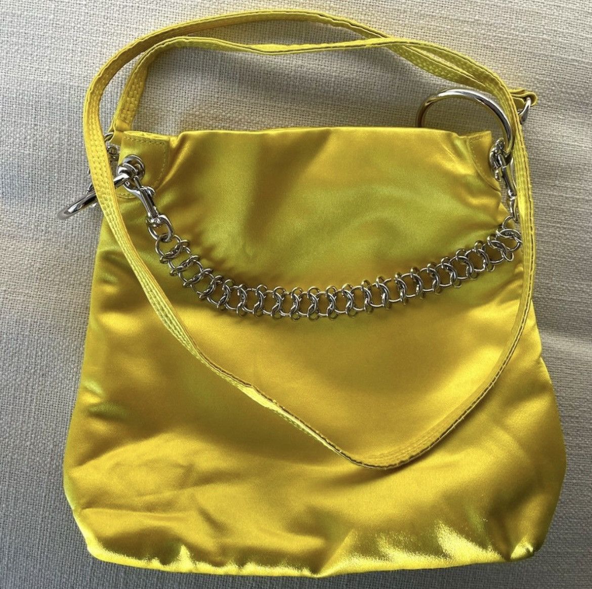 image of Little Liffner Little Lifner Silk Yellow Chain Mini Bag With Crossbody, Women's