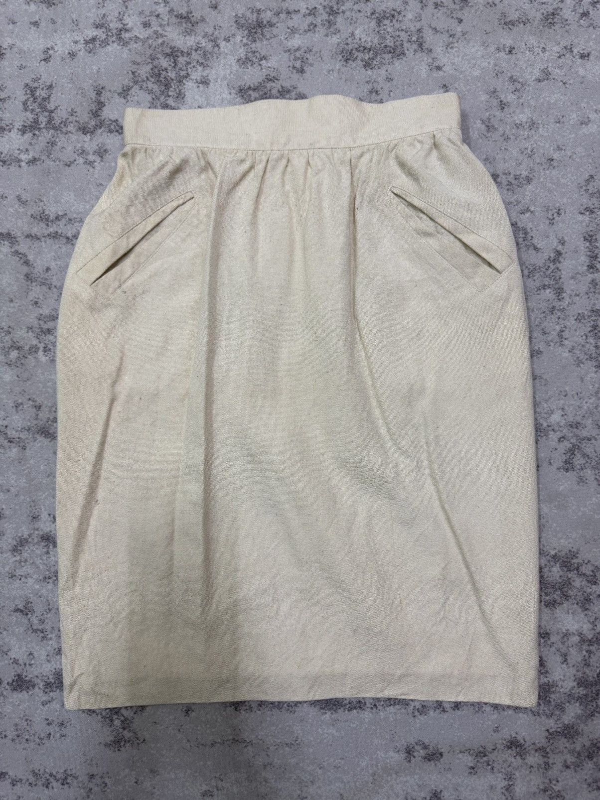 Thierry Mugler Vintage Thierry Mugler Linen Blend Cream Pencil Skirt Size 24" / US 00 / IT 34 - 7 Thumbnail