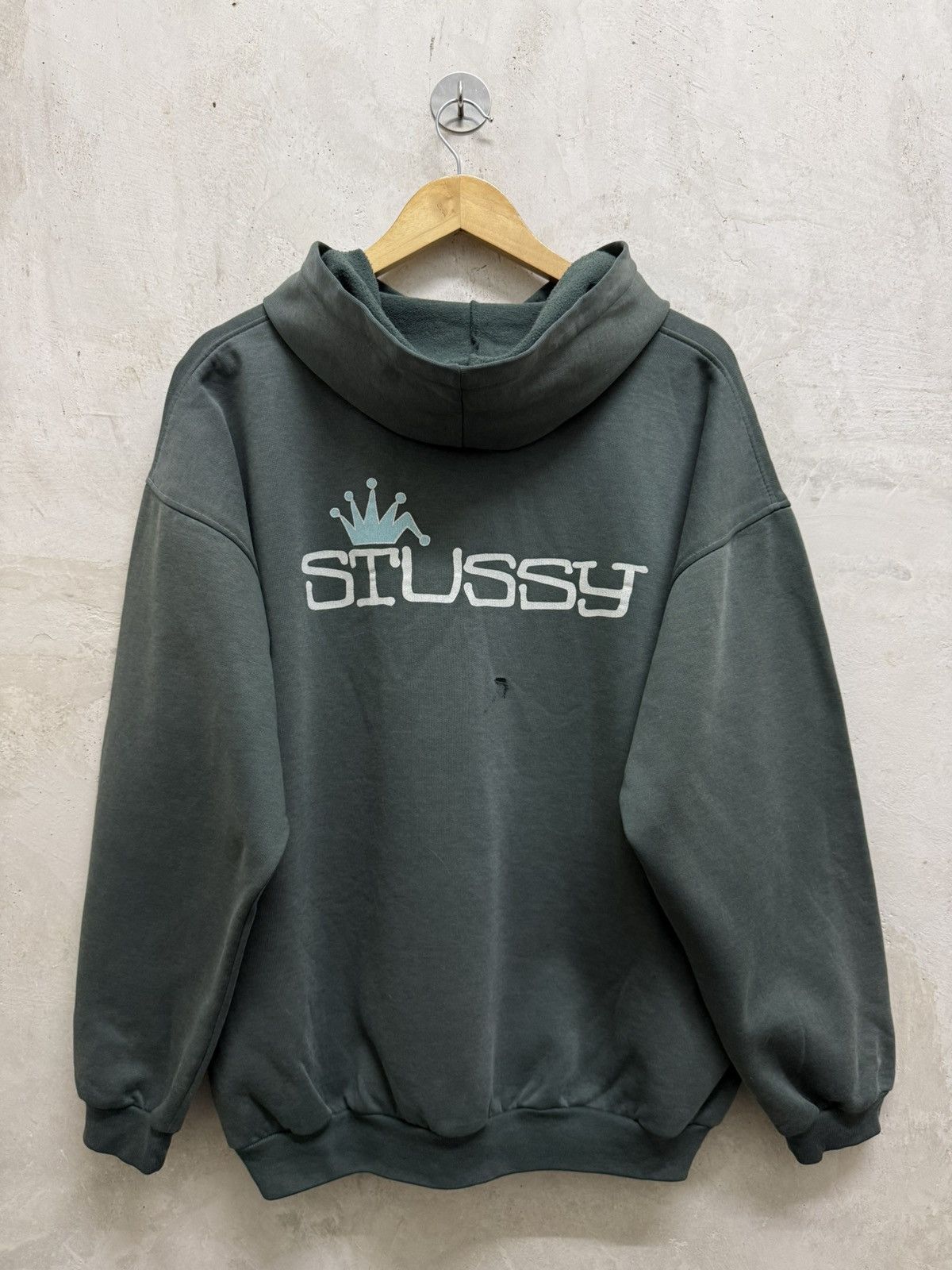 Stussy Vintage 80s Distressed Stussy Crown Faded Hoodie Size US XL / EU 56 / 4 - 4 Thumbnail