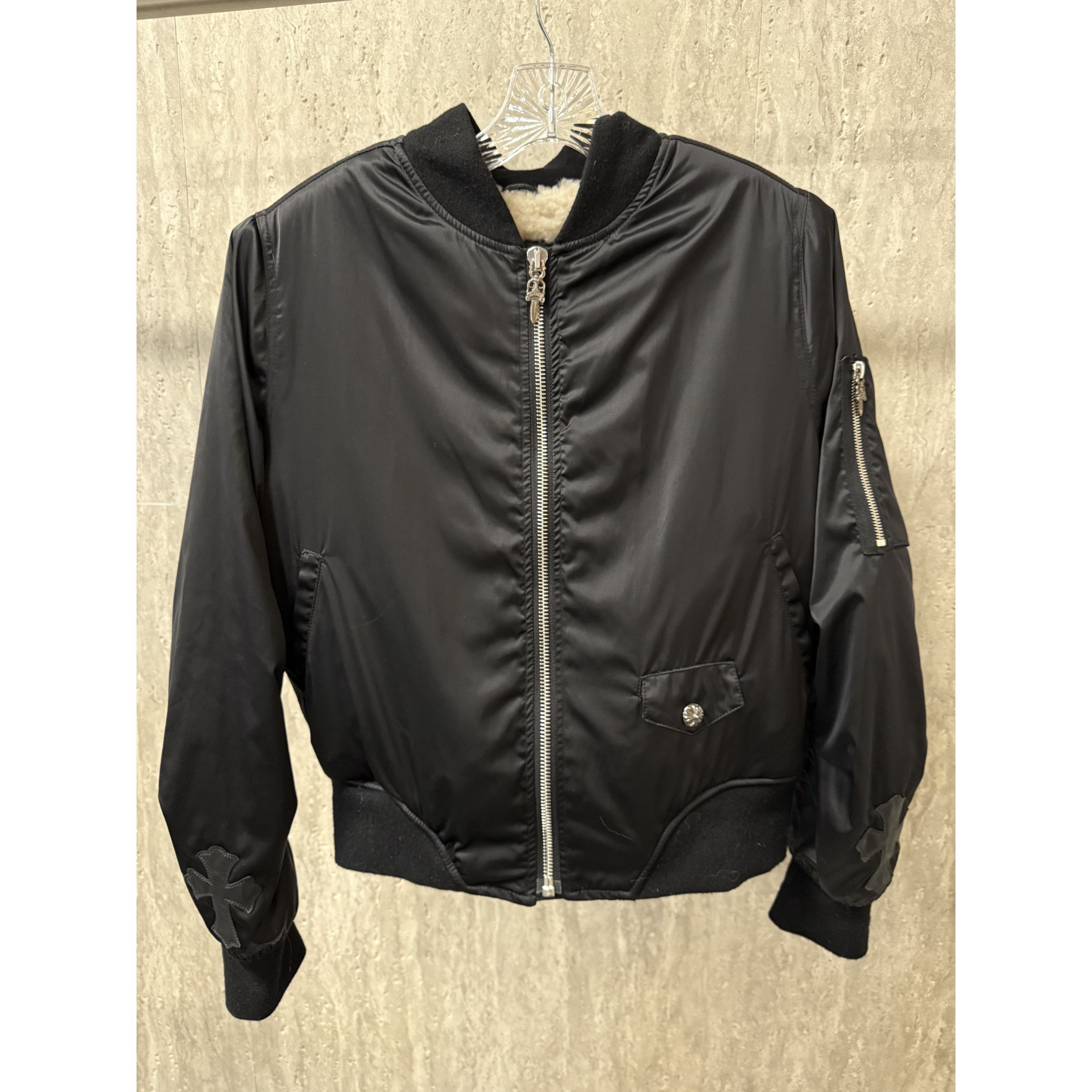 Chrome Hearts Chrome Hearts Black Bomber Jacket With Shearling Lining & Cr Size M / US 6-8 / IT 42-44 - 1 Thumbnail