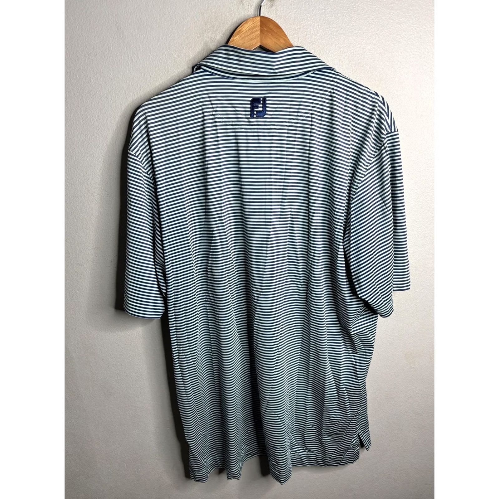 Footjoy FootJoy Polo Shirt Mens XL Blue Stripe TPC Treviso Bay Golf Casual Performance Size US XL / EU 56 / 4 - 5 Thumbnail