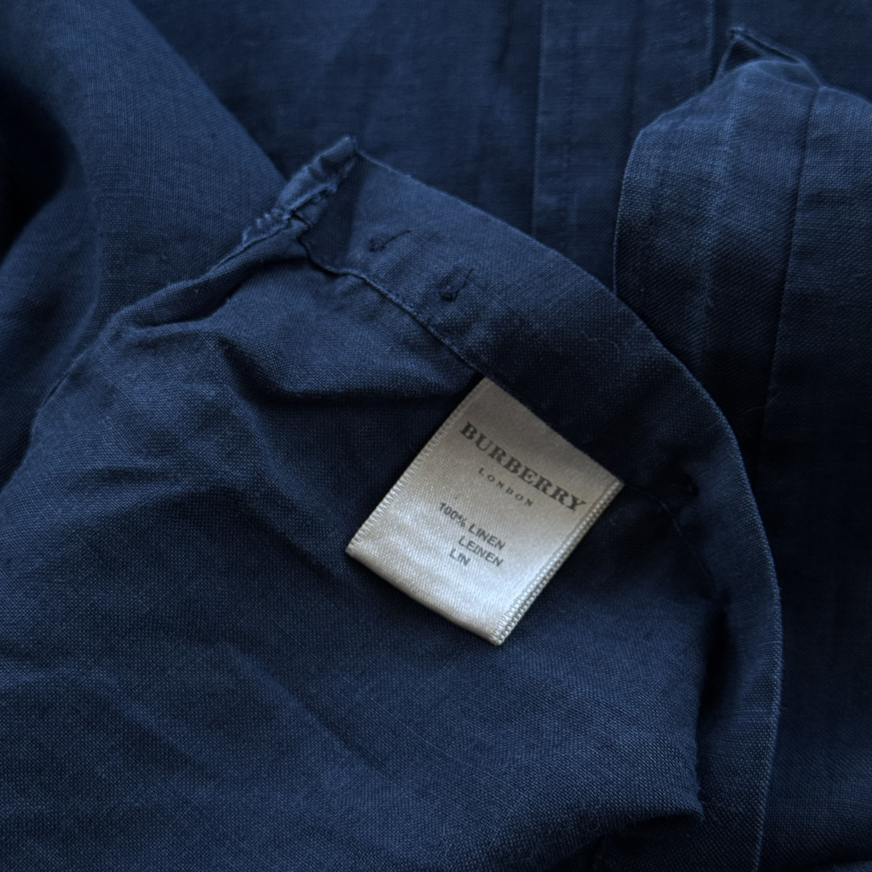 Burberry Burberry London Mens Short Sleeve Linen Shirt Navy Size M Size US M / EU 48-50 / 2 - 5 Thumbnail