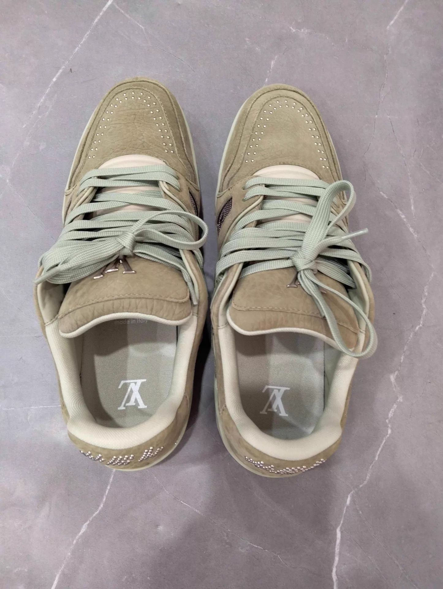 Louis Vuitton LV Trainer Green Studded Sneaker 42 Size US 9 / EU 42 - 7 Thumbnail