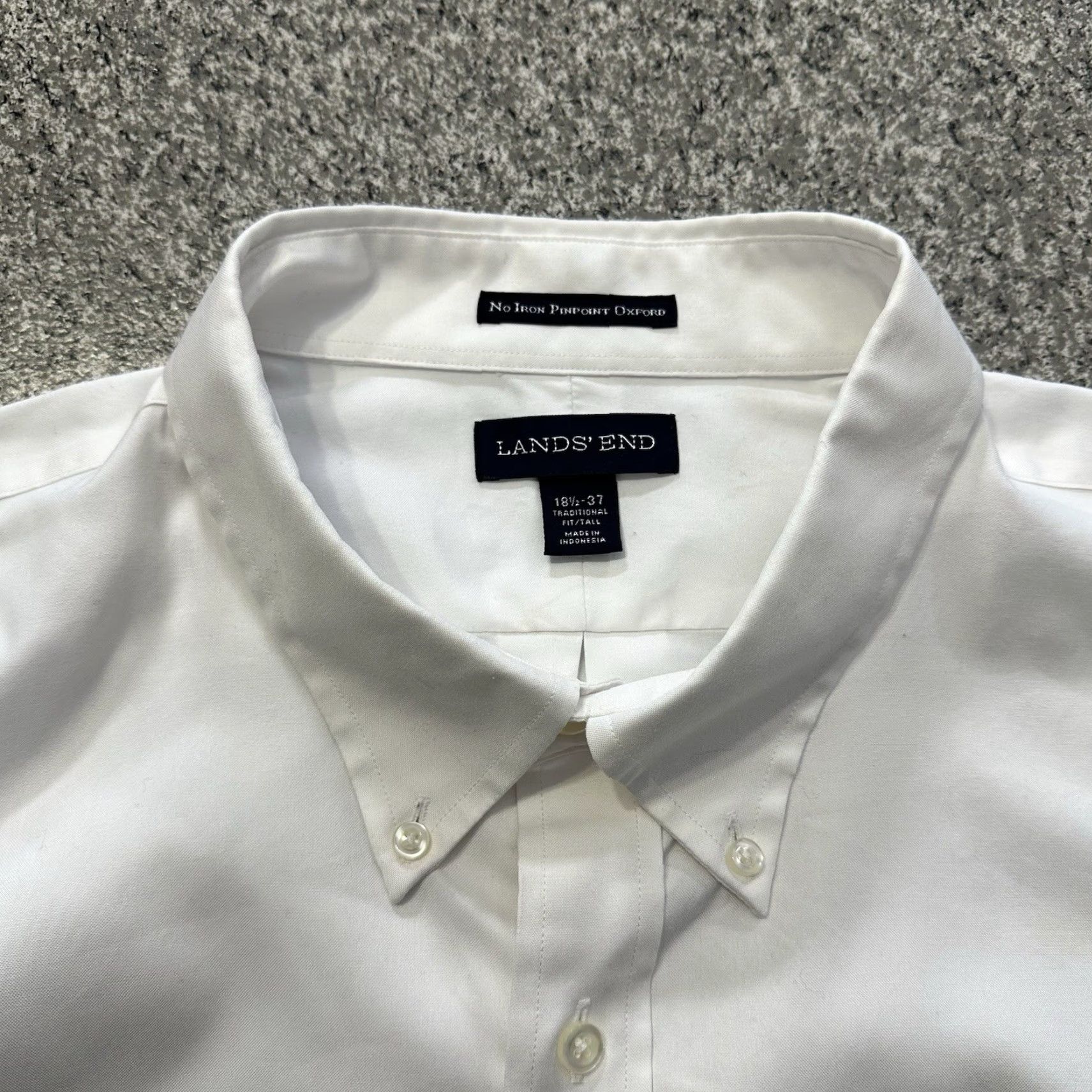 Lands' End Lands' End Button-Down Shirt Mens 18.5 37 No Iron Supima Pinpoint Traditional Fit Dress Shirt Long Sleeve White Casual Business Mens Size US XXL / EU 58 / 5 - 2 Thumbnail