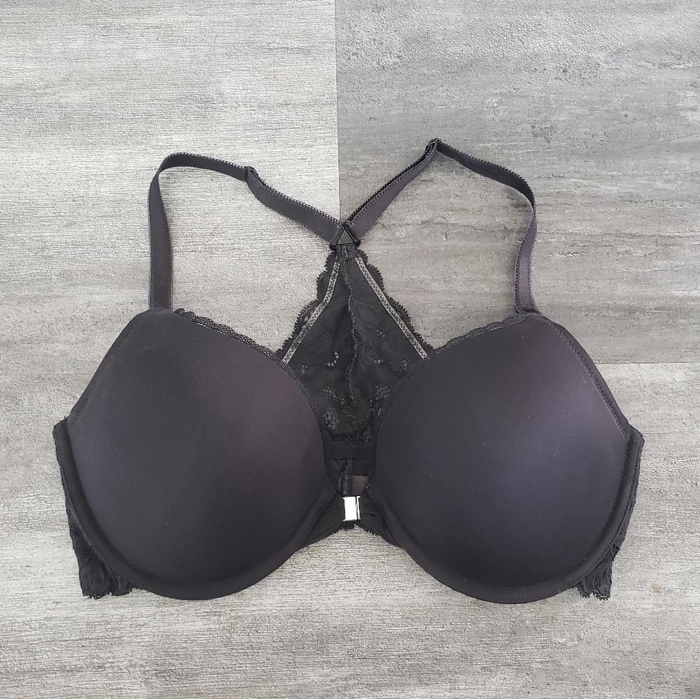Designer Black Front Closure Adore Me Bustier Bra Size ONE SIZE - 1 Thumbnail