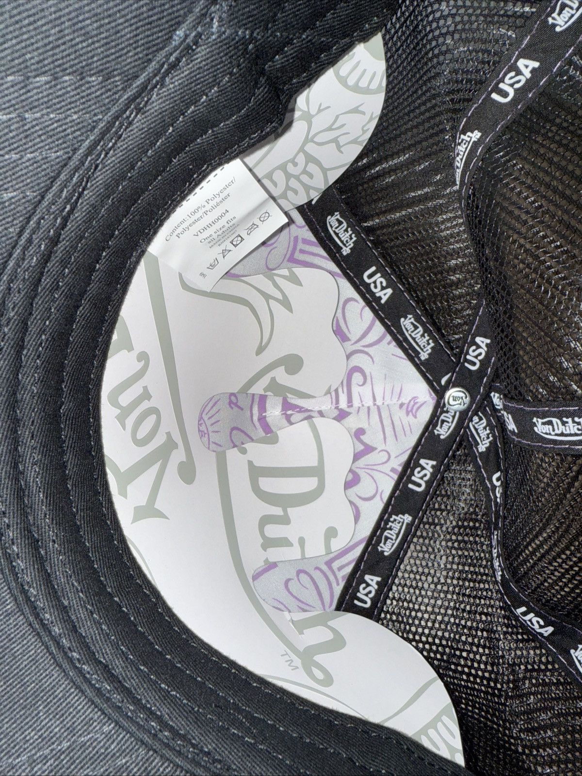 Von Dutch Von Dutch Trucker Hat Purple Fuzzy Front Black Mesh Snapback Size ONE SIZE - 6 Thumbnail