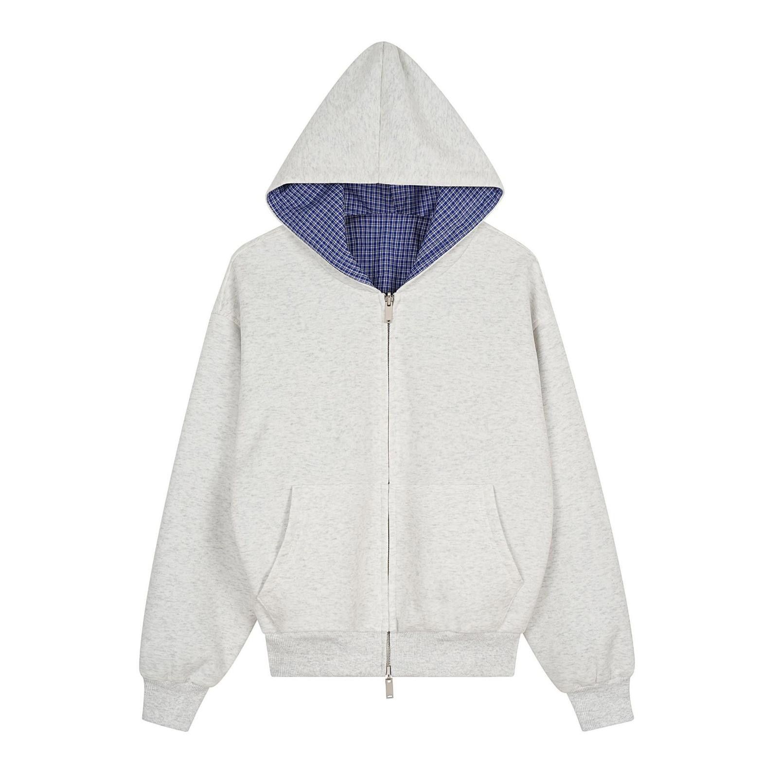 Other Reversible Plaid Check Zip Hoodie | Blue-White Geometric Size US M / EU 48-50 / 2 - 3 Thumbnail