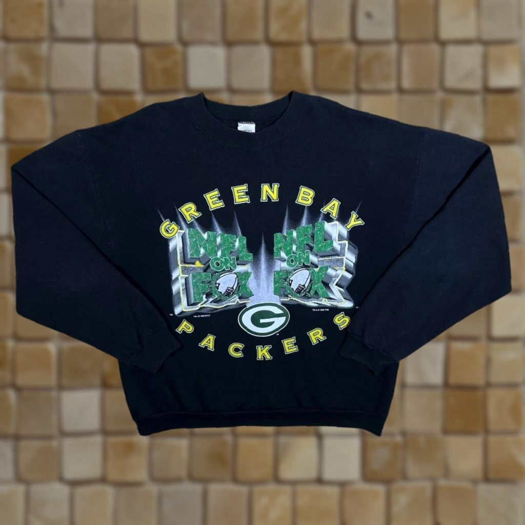 NFL Vintage NFL On Fox 1996 Green Bay Packers Football Graphic Black Sweatshirt M Mens Pullover Size US M / EU 48-50 / 2 - 1 Thumbnail