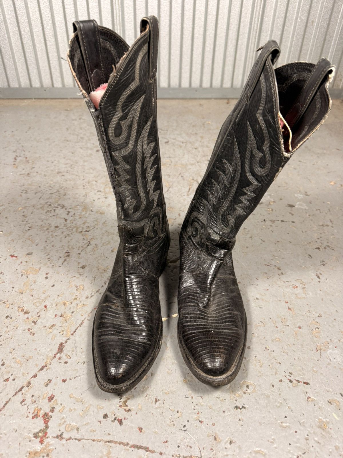 Justin Boots 80s Vintage Justins Lizard Skin Made in Usa Cowboy Boots Size US 8.5 / EU 41-42 - 6 Thumbnail