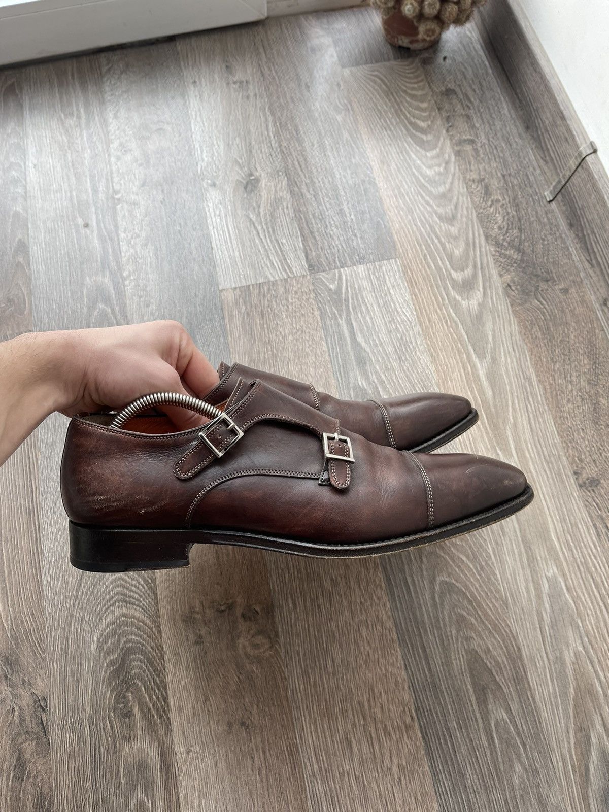 Santoni × Vintage Santoni Oxford Laced-Up In Black Leather Men shoes size 8 Size US 8.5 / EU 41-42 - 4 Thumbnail