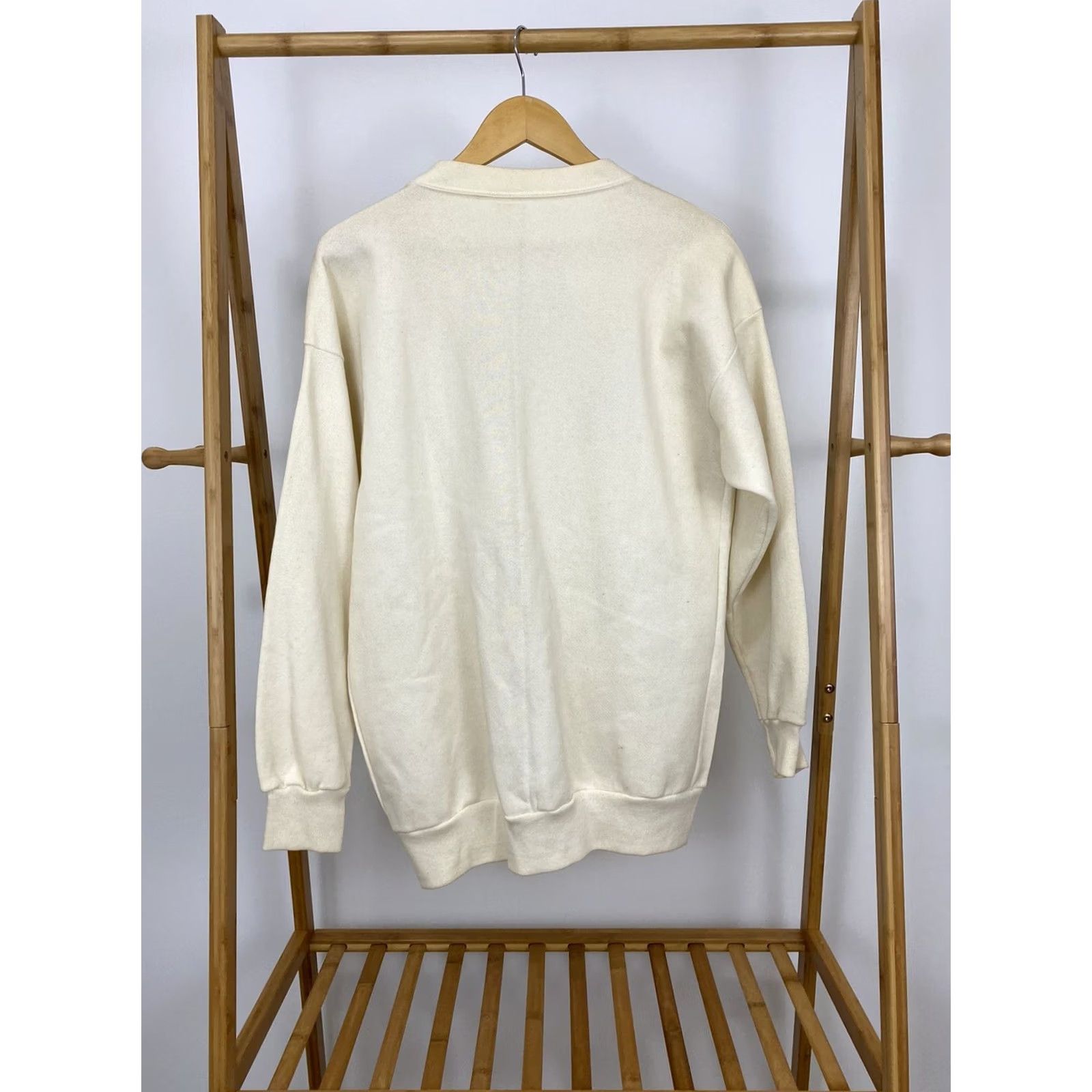 Vintage VINTAGE 80s Bowling Themed Strike Spare Pocket Cardigan Sweater XL Cream USA Mens Size US XL / EU 56 / 4 - 2 Thumbnail