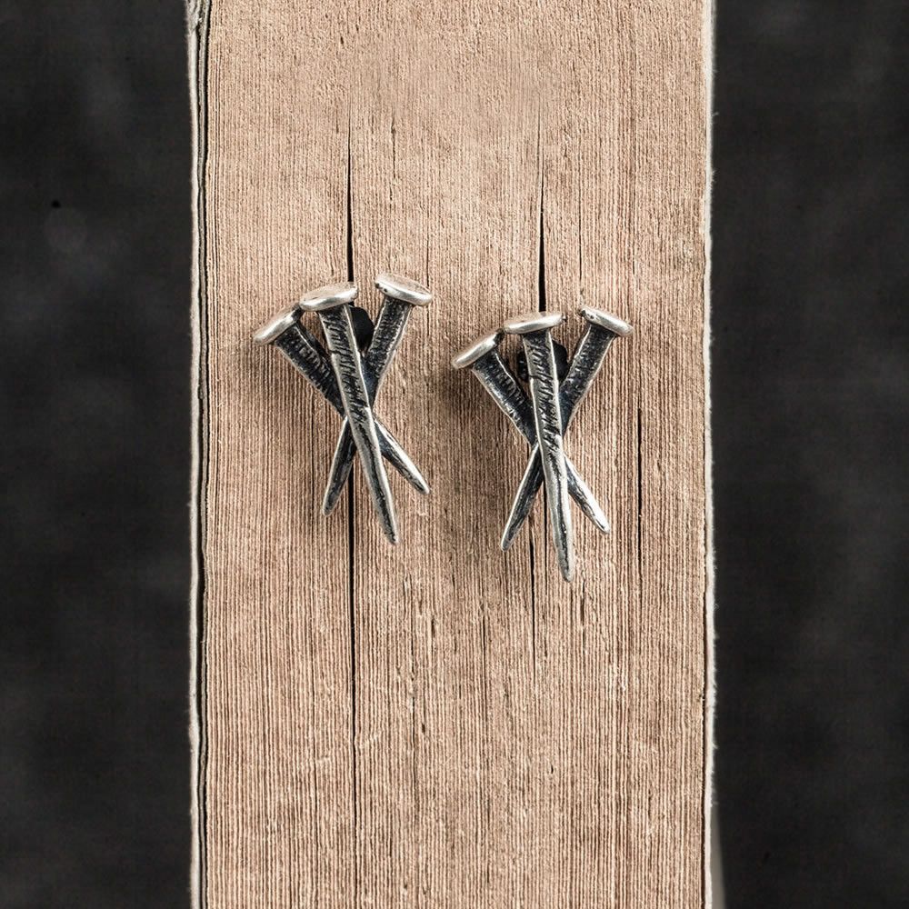 Jewelry Nail Vintage Earrings One Pairs Chrome Jewelry Size ONE SIZE - 4 Thumbnail