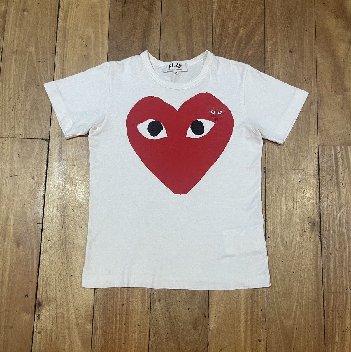 CDG by Comme des Garcons Vintage white res cdg t-shirt M fit Xs Rare double heart Size US XS / EU 42 / 0 - 1 Thumbnail