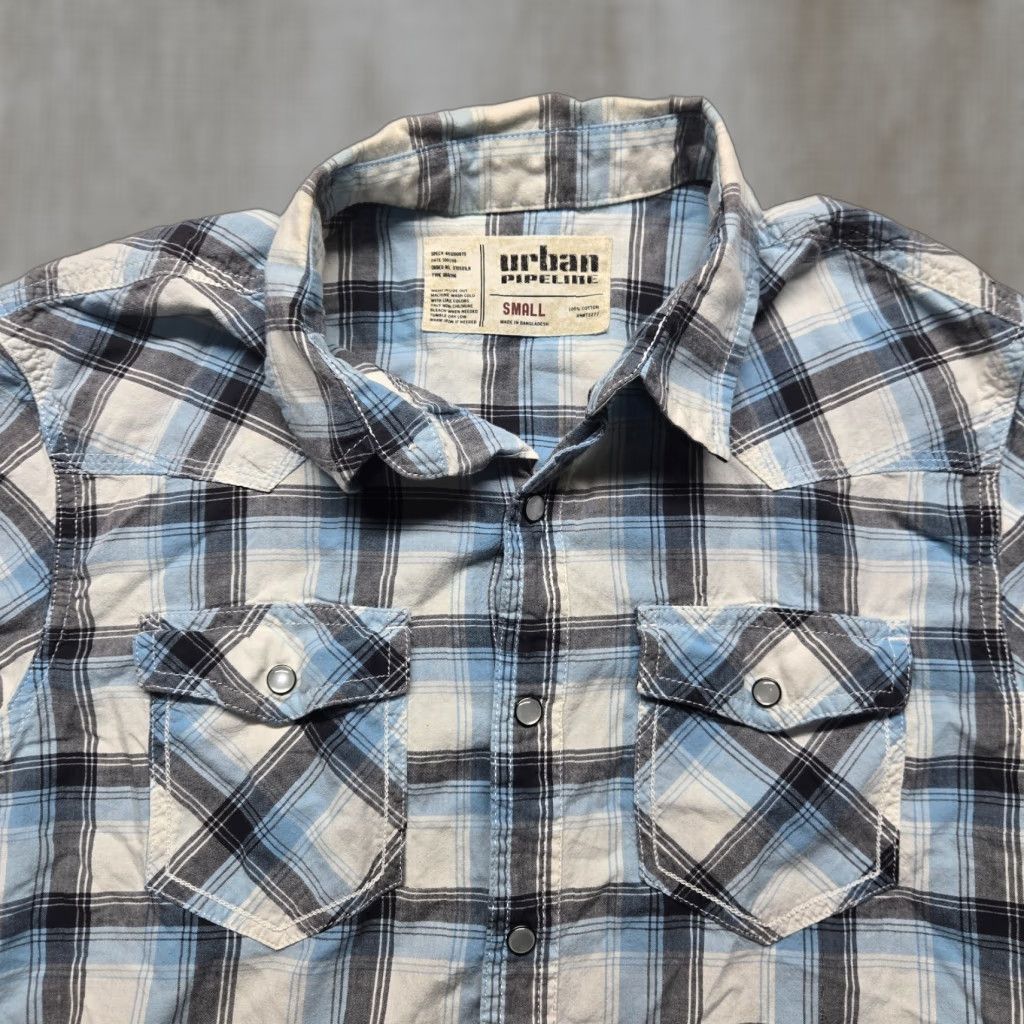 Vintage VINTAGE Urban Pipeline Western Style Shirt Men Small Blue White Plaid Cotton Casual Size US S / EU 44-46 / 1 - 1 Thumbnail