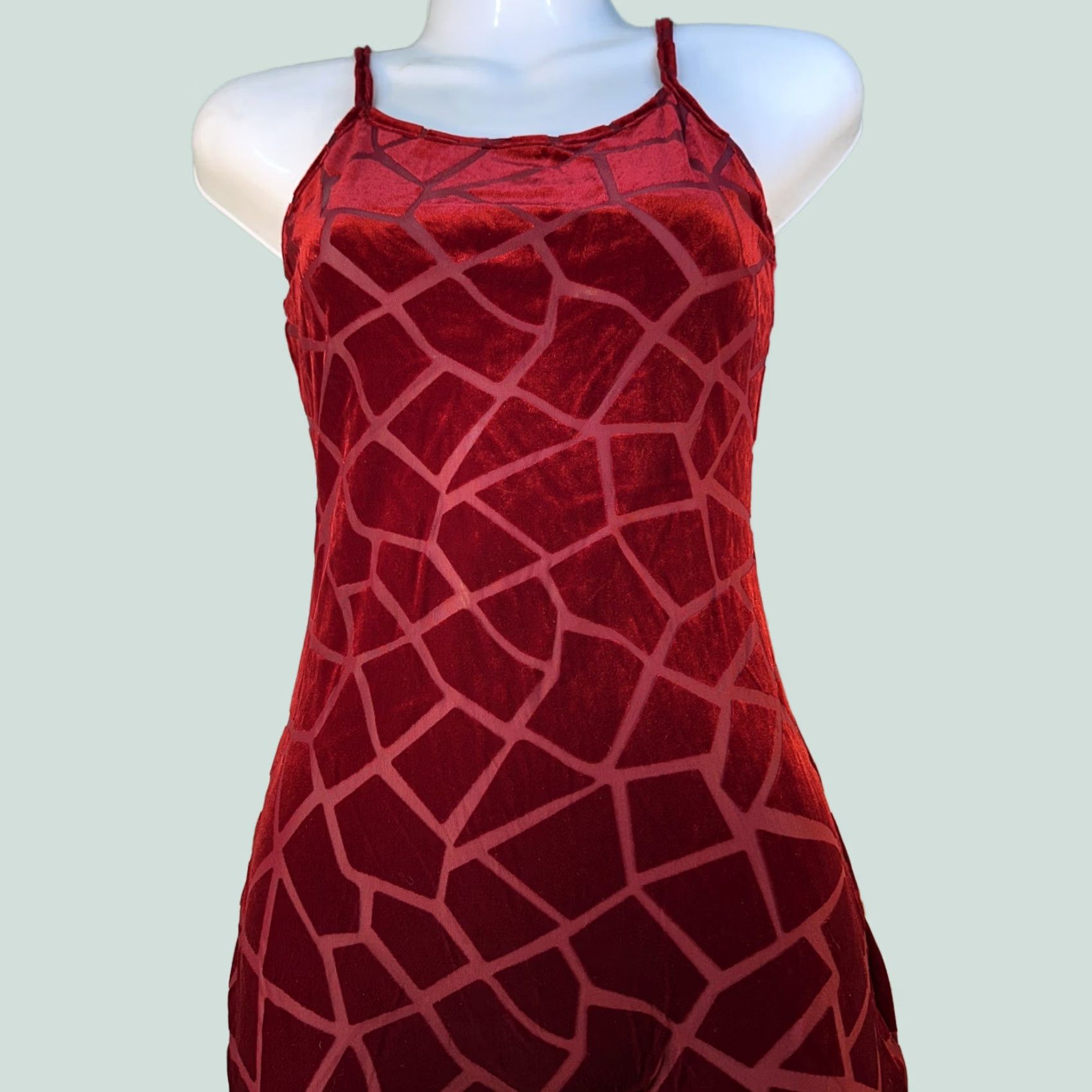 Velvet VINTAGE Red Velvet Jumpsuit Women S Velvet Geometric Wide-Leg LA Jumpsuit Womens XS? Size 28" / US 6 / IT 42 - 1 Thumbnail