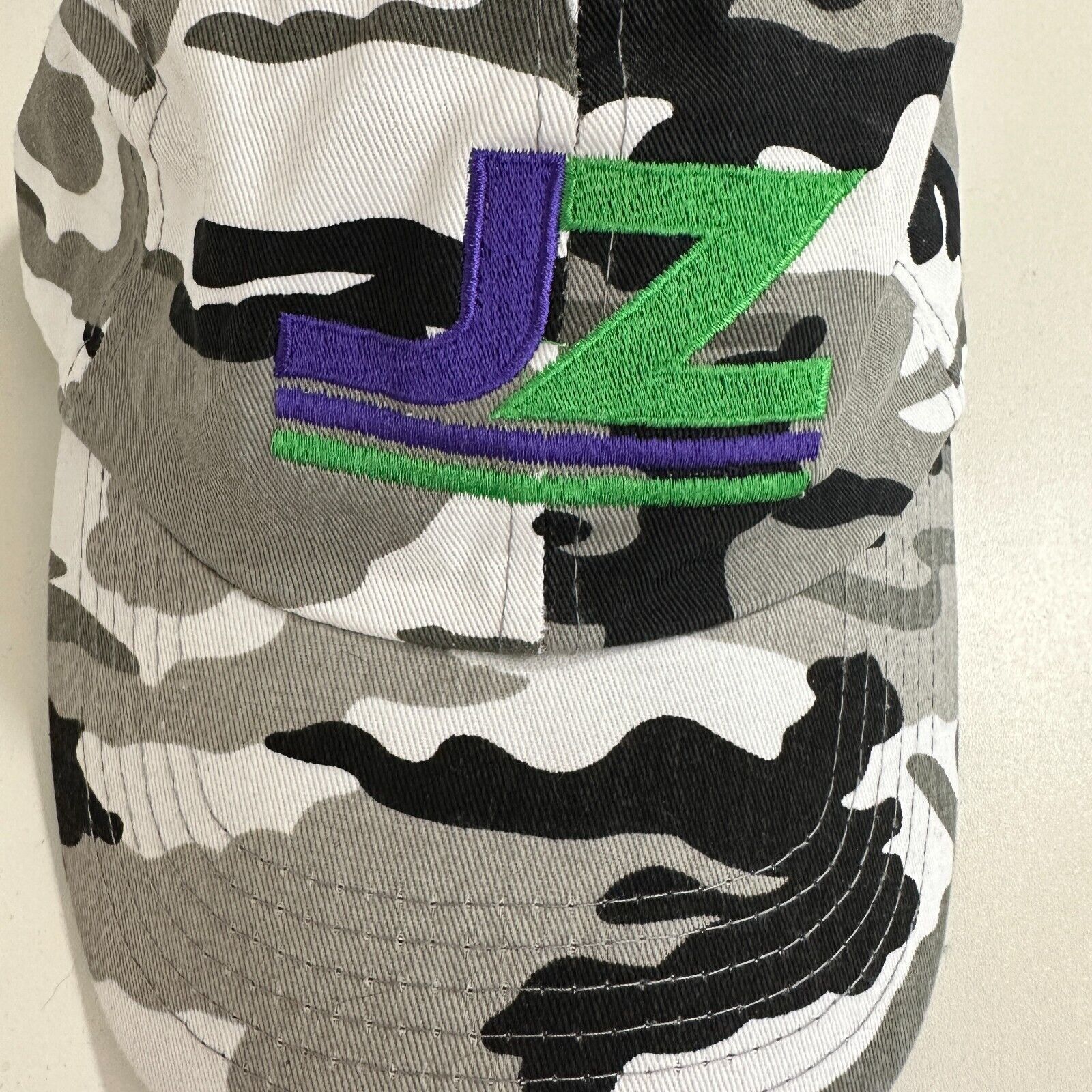 Other JZ Black Gray White Camo Adj Baseball Cap Purple Green Logo Size ONE SIZE - 2 Thumbnail