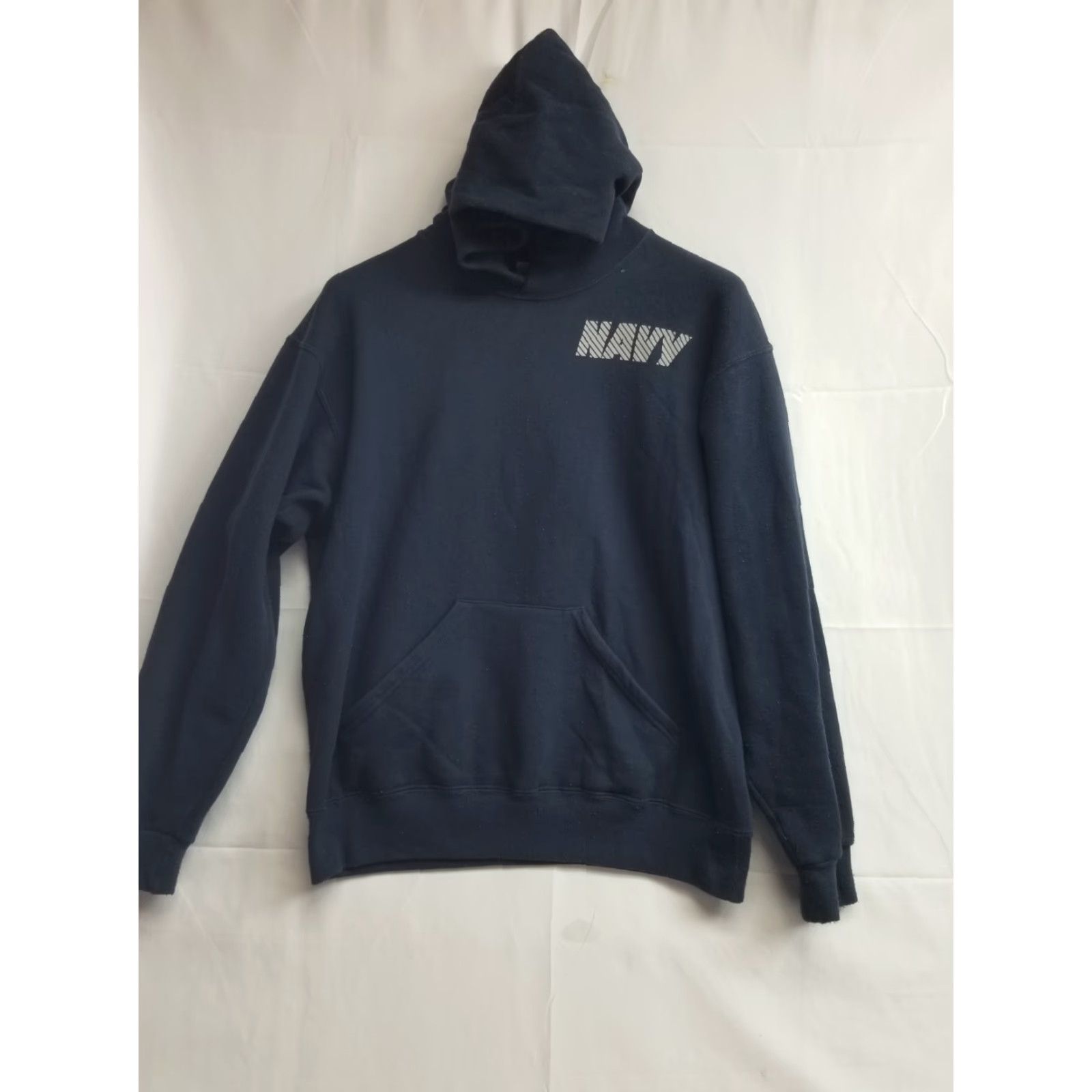 Soffe VINTAGE Soffe US Navy Sweater Hoodie Mens Medium Blue Pullover Logo Graphic Print Hooded Pockets Reflective | USA Made | Gym & Training Size US M / EU 48-50 / 2 - 2 Thumbnail