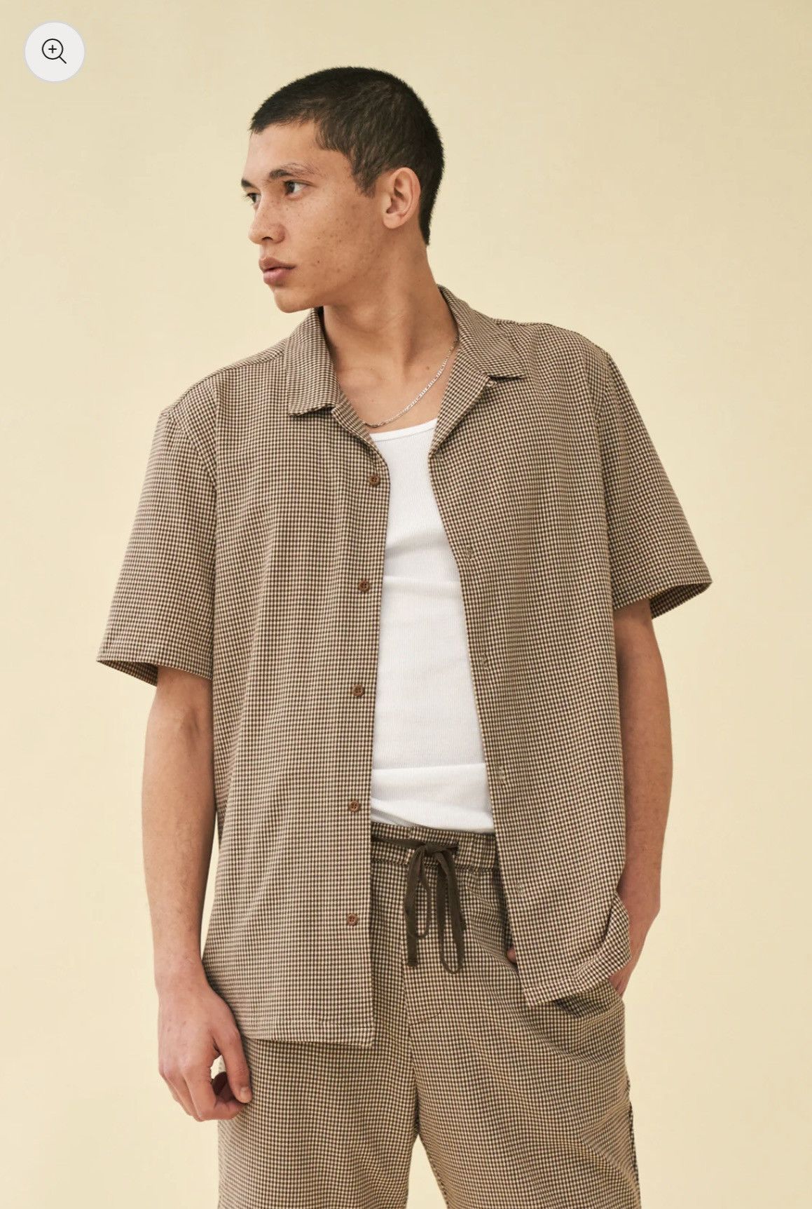 Designer Bound Mocha Dogtooth Cuban SS Shirt 2XL Size US XXL / EU 58 / 5 - 1 Thumbnail