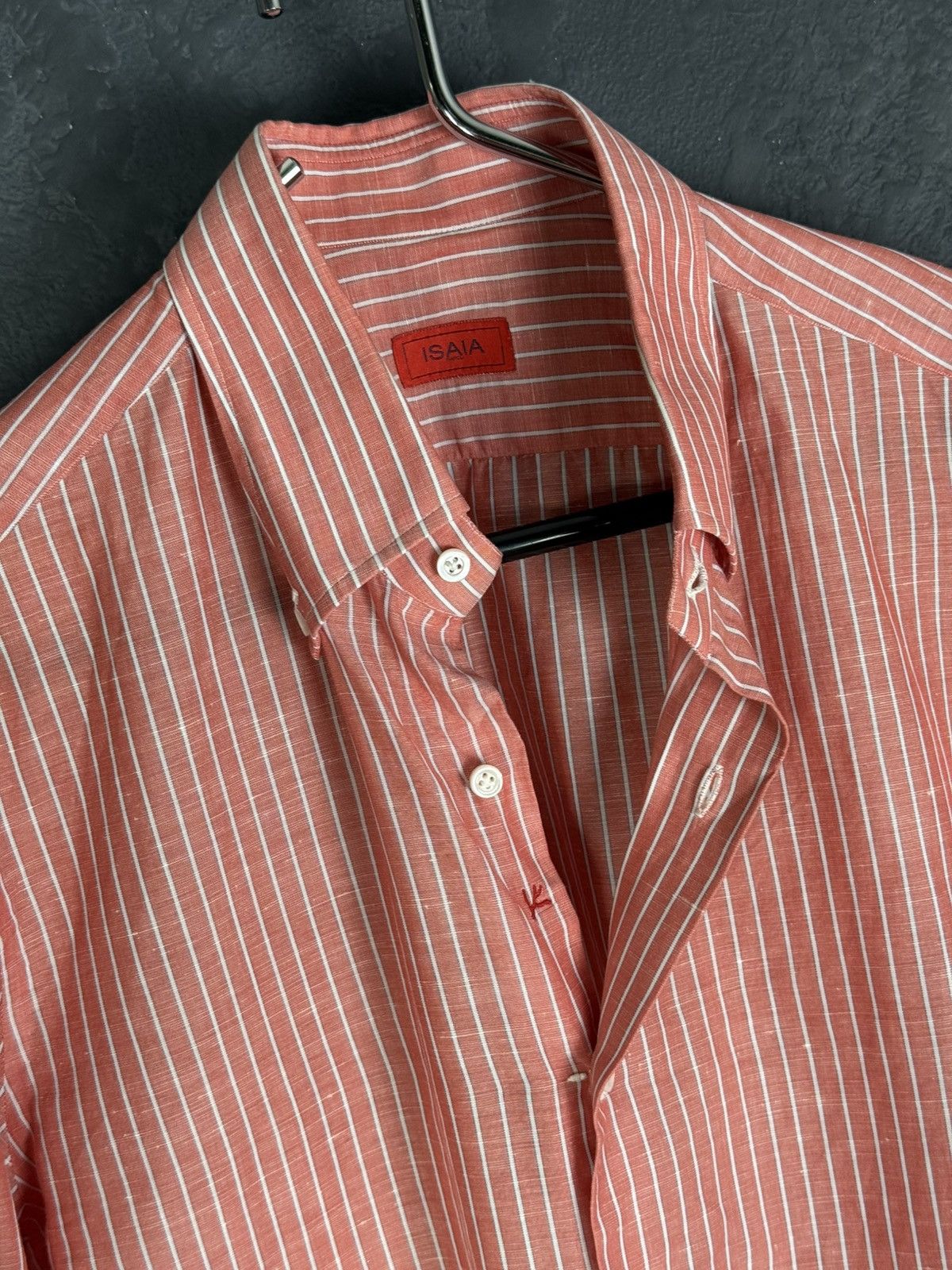 Isaia Mens Isaia Multi Striped Coton / Linen Shirt Multi Size US M / EU 48-50 / 2 - 11 Thumbnail