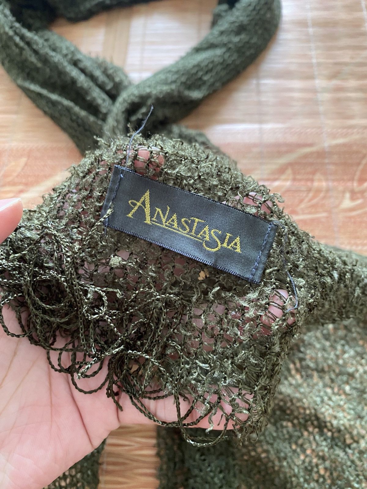 GOSTAR DE FUGA Japanese Anastasia Knitted Green Mesh Scarf Kmrii Fuga Size ONE SIZE - 6 Thumbnail