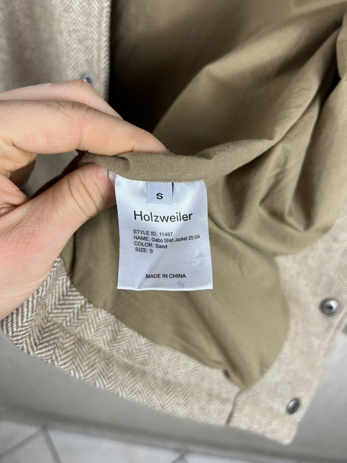Holzweiler Holzweiler gabo shirt jacket sand wool herringbone button up Size US S / EU 44-46 / 1 - 16 Thumbnail