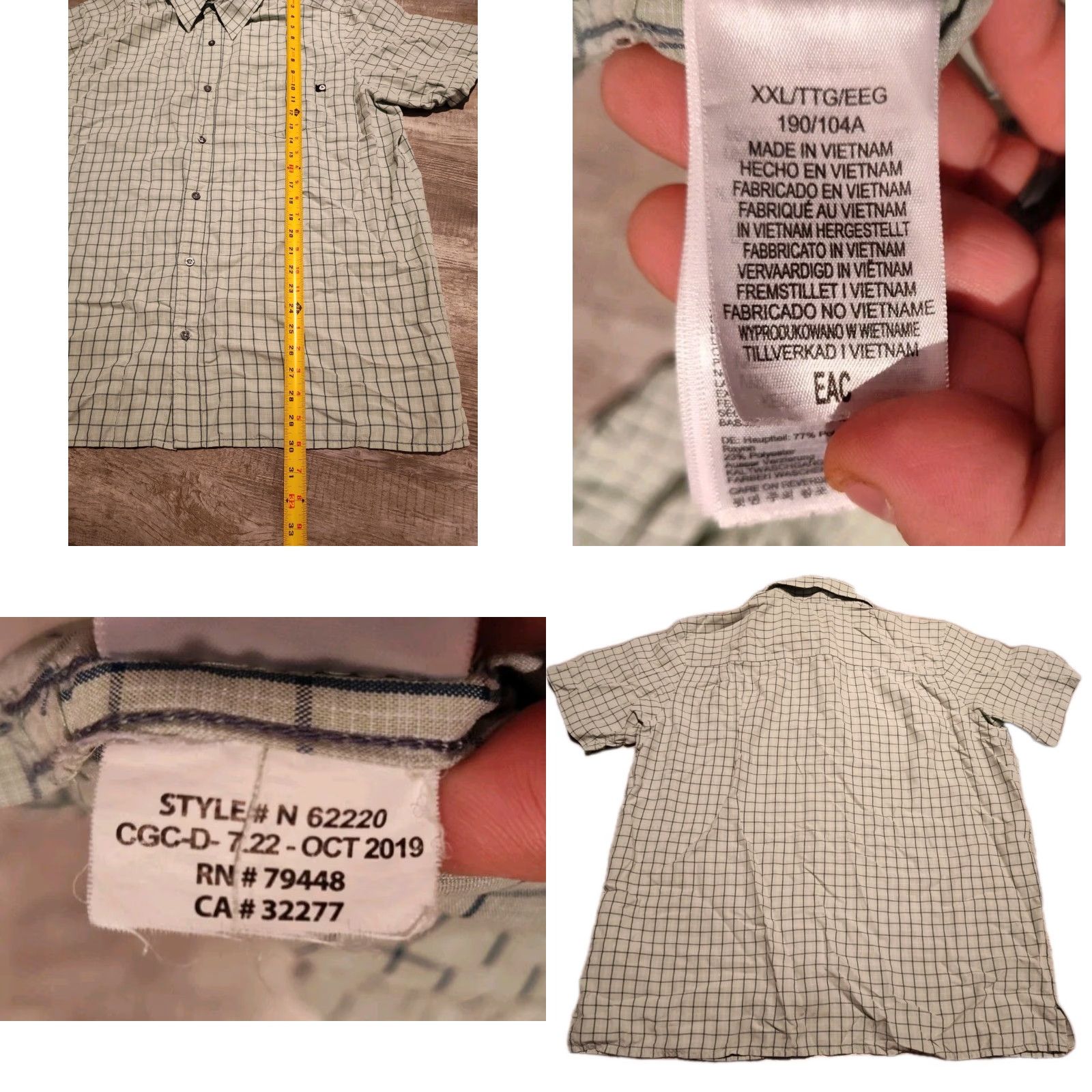 Marmot Marmot Eldridge Short Sleeve Button-Up Shirt 2XL Green Check Casual, Workwear, Travel Men's Regular UPF 20 Rayon Polyester Modal Size US XXL / EU 58 / 5 - 8 Thumbnail