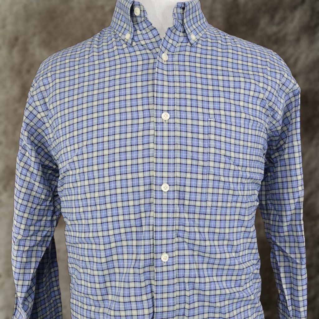 Roundtree & Yorke VINTAGE Roundtree & Yorke Men's Button-Up Shirt Long Sleeve Check Cotton Size Large Blue Size US L / EU 52-54 / 3 - 1 Thumbnail